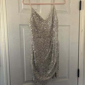 Sparkling Silver Sequin Mini Dress